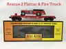 30-76089 Mth Rescue Flatcar With Fire Truck Gauge New