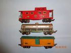 3208-3210-3211 American Flyer Gauge Freight Cars Boxcar Tank Car
