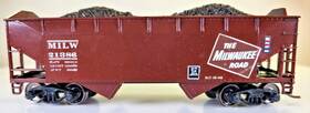 21386 34 2-bay Flat Hopper Ho Scale Athearn Milwaukee Road 34ft Kadee Couplers Metal Wheels