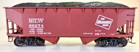 96274 34 2-bay Flat Hopper Ho Scale Athearn Milwaukee Road 34ft Kadee Couplers Metal Wheels