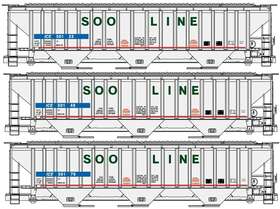 8157 Accurail Ho Scale Soo Line / Ice Ps Covered Hoppers 3 Pack Kits