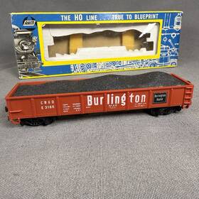 3166 Ahm/rivarossi 911587310621 Ho Scale Burlington Cb&o E 40ft Gondola Train Car With Coal Load Red