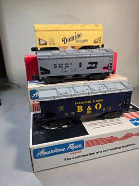 4-9201-6-48605-6-49608 American Flyer Set Of 3 Hopper Cars 4-9201 6-48605 6-48608 Nib