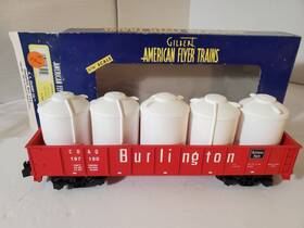 6-48525 American Flyer Burlington Red Gondola With Cannisters S Gauge Cb&q