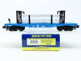 6-48535s American Flyer 6-48535 S Scale Gn Great Northern Flat Car #48535 With Bulkheads