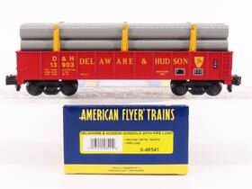 6-48541 American Flyer S Scale D&h Delaware And Hudson Gondola #13903 With Pipe Load