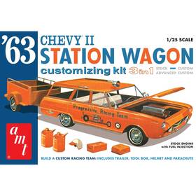 Amt1201 Amt 849398042311 1963 Chevy Ii Station Wagon With Trailer Plastics Cars/trucks Other