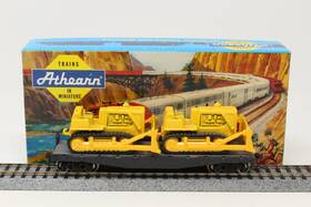 1349 Athearn Ho Blue Box 40ft Flat Car With 2 Bulldozer Undecorated Black Rtr