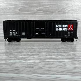 42879 Athearn Ho Scale Box Car Rohm And Haas Nirx Black Freight Train Used