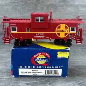 999767 Athearn 75199 Ho Scale Rtr Wide Vision Caboose Santa Fe Atsf Train Car