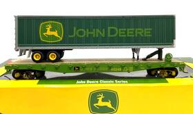 60248 Athearn 7735 Ho 50ft Flat Car With 45ft Trailer John Deere Weathered