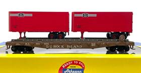 93601 Athearn 92356 Ho 50ft Flat With Two 25ft Trailers Rock Island Ri