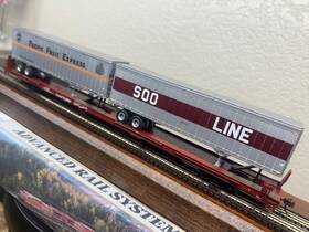 92614 Athearn Natx 85 Ft All Purpose Tofc Flat Car With 2 Trailers Soo / Sp-up Ho Scale New Rtr