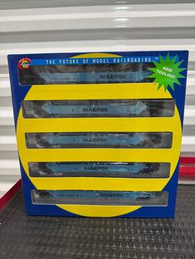 100055 Athearn 95039 Ho Maersk Maxi I Well Car/early Ready-to-run #100055 Pack Of 5