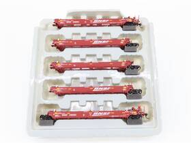 238363 Athearn 95073 Ho Scale #95073 Bnsf Railway Maxi I 5-unit Well Car Set #238363