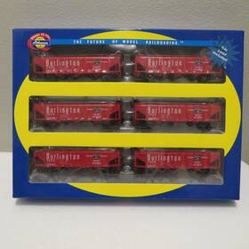 95626 Athearn Ho 6 Pack Rtr Cb&q 40ft 3-bay Offset Hopper With Removable Coal Loads