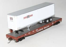 Ath72438 Athearn 50 Inch Flat Car With 40ft Trailer Rock Island Ri 93635 Ho Scale