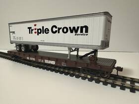 Ath92076 Athearn Ho 50ft Flat Car With 45ft Trailer - Norfolk Southern Triple Crown