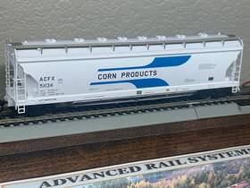 1504-2 Atlas Corn Products Acf Pressureaide Center-flow 4-bay Covered Hopper Car Ho Scale New