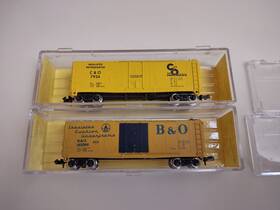 3319-3306 Atlas N Scale Train Lot Of 2 40ft Plug Door Boxcars C&o B&o Baltimore Chesapeake