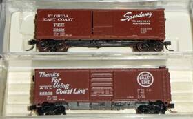 3401-45733 Atlas 2 Inch Florida Themed N Scale Box Cars 3401 Acl #28205 And 45733 Fec #20610