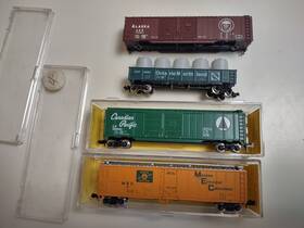 3656-3608 Atlas N Scale Train Lot Of 4 Canadian Pacific Main Central Boxcar Reefer Gondola T5