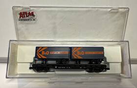 37491 Atlas N Scale B&o Baltimore And Ohio Piggyback Flat Car With 2 24ft Trailers #8714