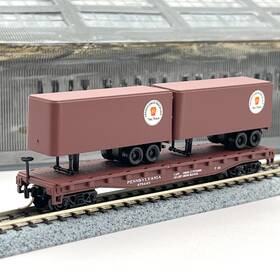 475443 Atlas 37511 N Scale Pennsylvania Piggyback Flat Car With Trailers Prr 475443 Atlas 37511 N Scale Pennsylvania Piggyback Flat Car With Trailers Prr