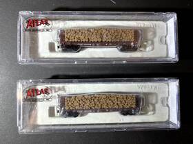 38351 Atlas N Scale 2 Atsf Santa Fe Gsc Pulpwood Flats With Loads
