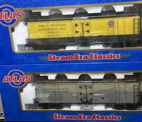 3-rail Atlas 6790-2 O-scale Northwestern 40ft Woodside Refrigerator Car 2-pack #6790-2