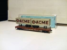 682448 Atlas N Scale Piggyback Flatcar &trailers And Great Northern Caboose With Couplers