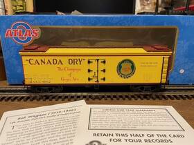 3-rail Atlas 8165-2 O Canada Dry 40ft Rebuilt Wood Refrigerator Car #9162 In 3-rail Atlas 8165-2 O Canada Dry 40ft Rebuilt Wood Refrigerator Car #9162 In