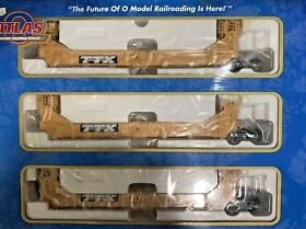 8909-1 Atlas O Gunderson Stack Cars Ttx Set #8909-1 3 Car #63252 C-d-e Nib