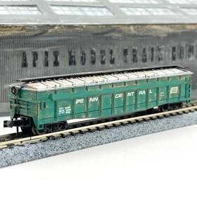 4842-225 Aurora Postage Stamp N Scale 4842 Penn Central 70 Ton Covered Gondola Custom Weathered