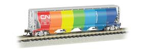 19151 Bachmann Canadian Cylindrical 4-bay Grain Hopper Cn Rainbow Colors - N Scale