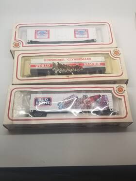 43-1008-j7-j8-j9 Bachmann 43-1008-j7 Ho Guage Box Car Lot 3 Budweiser Bud Light Clydesdales
