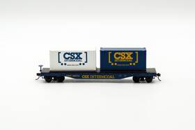 503774 Bachmann Csx Intermodal Flat Car 2x Cargo Cstx Ho Scale Blue Coastliner