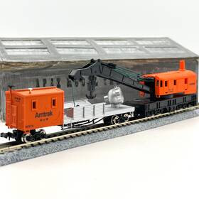 56-1212-05 Bachmann N Scale Amtrak Maintenance Of Way Mow Wrecking Crane And Boom Tender