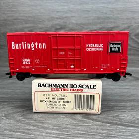 19820 Bachmann 71250 Ho Scale Burlington 41ft Hi-cube Box Car Smooth Sides Cb&q