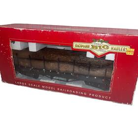 98470 Bachmann Big Haulers Painted Unlettered G Scale Flat Car With 5 Logs #98470 Flawed