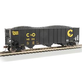 Bac18744 Bachmann Industries Ho 100t 3bay Hopper Chessie/c&o #142315 Rolling