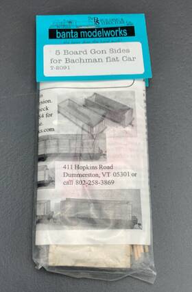 T-2091 Banta Modelworks On30 - 5 Board Got Sides For Bachmann Flat Car O2621