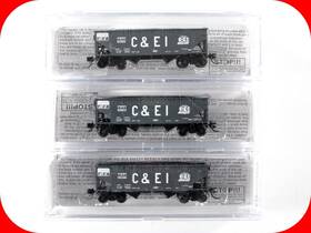 66033 Bluford Shops N Scale Chicago And Eastern Illinois Coal Hopper 3-set With Loads -bluford