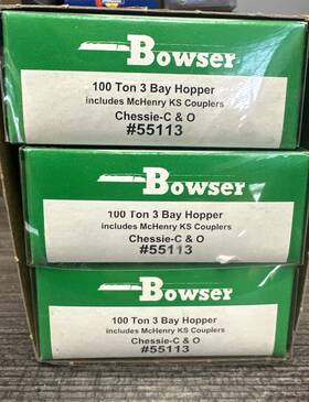 Bowser 55113 Ho Scale Kit #55113 100 Ton 3-bay Hopper Set Of 3 Chessie-c&o Nib