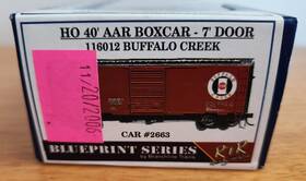 116012 Branchline Blueprint Series Ho 40ft Aar Boxcar 7ft Door Buffalo Creek #2663 Nib