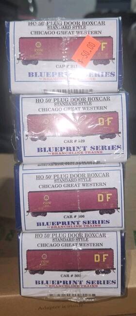 Bra-17024 Branchline Ho Scale Trains Kit 4 Pack Chicago Great Western 50ft Plug Door Boxcar
