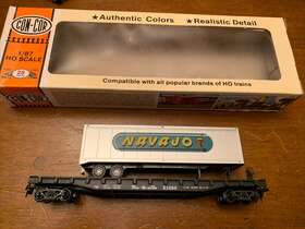 0001-009166 Con-cor Ho Scale Rio Grande 54ft Tofc Flatcar And 40ft Navajo Piggyback Trailer