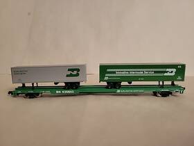 0001-01206x Con-cor N Scale Flatcar 89 Foot Tofc Burlington Northern Bn