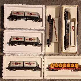 83001-12410 Con-cor Atlas Lot Of 6 N Scale Flat Ca4s With Loads. Bachman. Concor