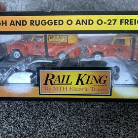 30-7681 Ertl Rail King Mth O/o-27 Gauge Transport Flat Car With 51 Panel Vans #30-7681